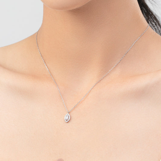 1 Piece 925 Sterling Silver Eye Zircon 14K Gold Plated Women's Cable Chain Pendant Necklace