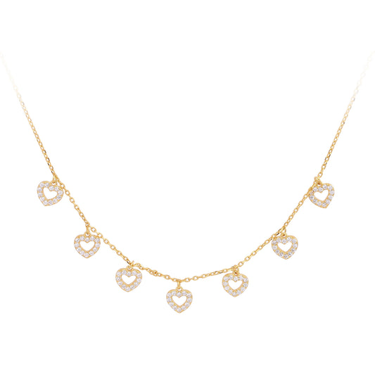 1 Piece 925 Sterling Silver Heart Shape Zircon 18K Gold Plated Rhodium Plated Women's Cuban Link Chain Curb Chain Lobster Trigger Clasp Closure Necklace