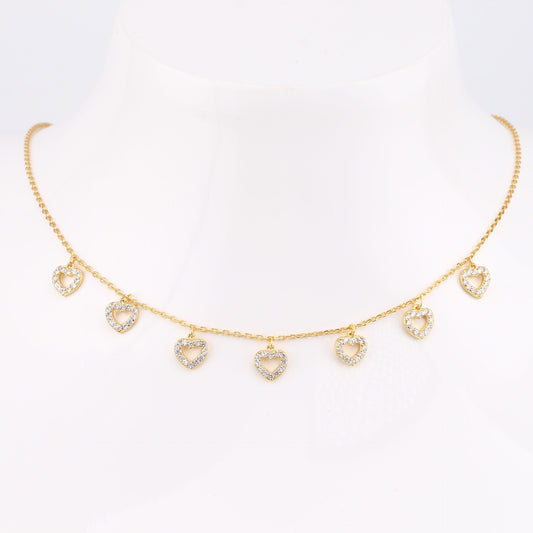1 Piece 925 Sterling Silver Heart Shape Zircon 18K Gold Plated Rhodium Plated Women's Cuban Link Chain Curb Chain Lobster Trigger Clasp Closure Necklace