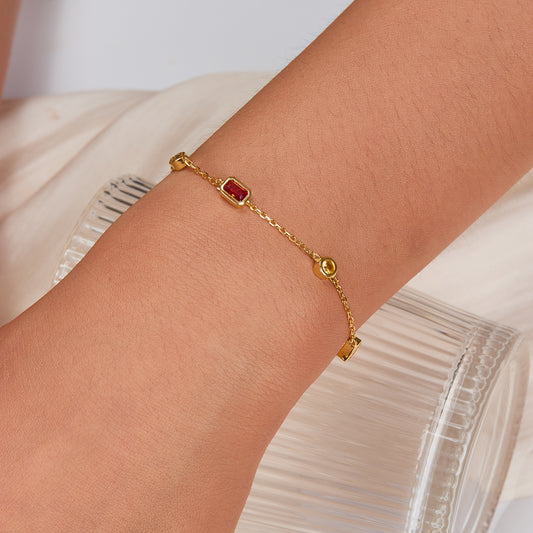 1 Piece 925 Sterling Silver Geometric Glass Zircon Gold Plated Women's Bracelets