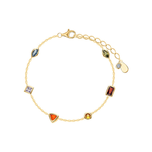 1 Piece 925 Sterling Silver Geometric Glass Zircon Gold Plated Women's Bracelets